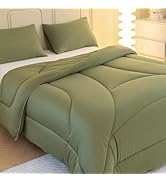 LETSLEEP Ergonomic Design Queen Dark Green Comforter Set - 3 Piece Comfy Bedding Sets with Ultra ...