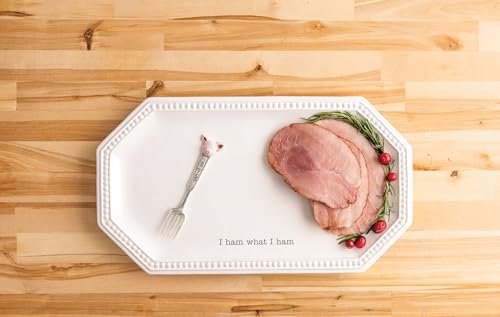Mud Pie Christmas Ham Platter and Fork Set