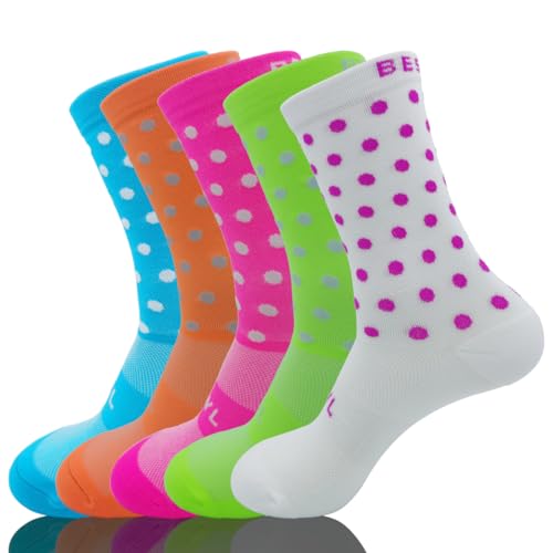 BESYL Cycling Socks, Men Women Athletic Crew Cycling Socks, Ankle