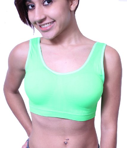 Dona Michi Women's Basic Soft Cup Padded Sports or cami Bra One Size Green