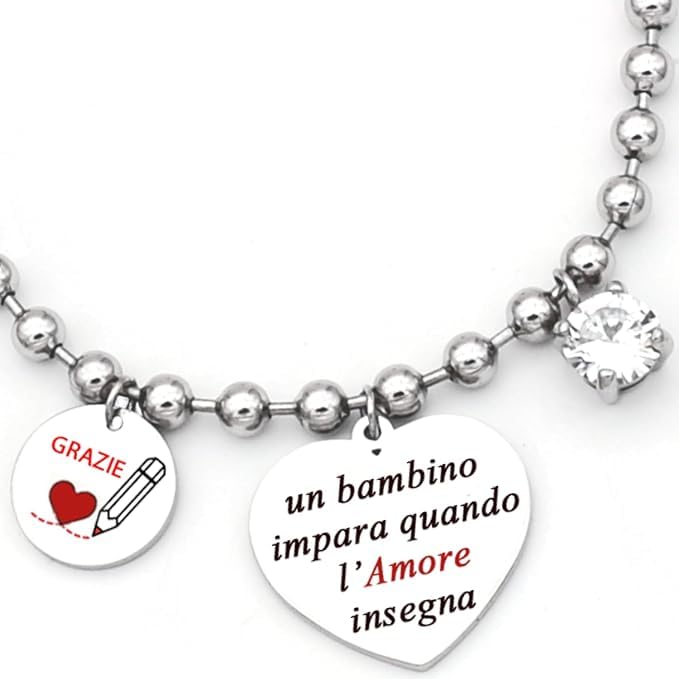 Dalcuore Bracciale per Maestra Fine Anno Regalo Regali Originali per Insegnante Idee per Maestre con Frase da regalare X Festa Asilo Elementare o Regalo x Collega speciale (Maestra Confezione Piccola)