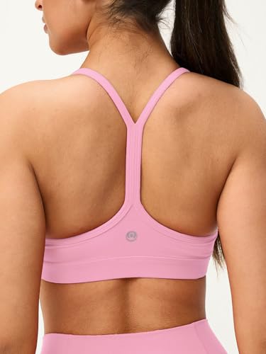 Image of Womens Y Back Padded Sports Bra Strappy U Neck Butter Soft Low Impact Workout Bras Yoga Pilates Walking