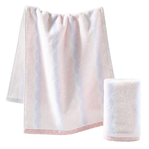 Yiluomo Pink Hand Towel Set Of 2 Wave And Polka Dot Pattern Super Soft 100% Cotton Highly Absorbent Hand Towels For Bathroom 13 X 29 Inch #TOP2