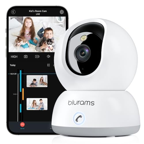 blurams 2K Indoor Security Camera for Baby/Pet, Pan & Tilt Pet Camera w/Dual-Band WiFi6, Motion Tracking, Sound Detection, 2-Way Audio, 360° View Home Cam Works with Alexa and Google (White Cam 1Pack) by blurams - Used condition - CA$29.36