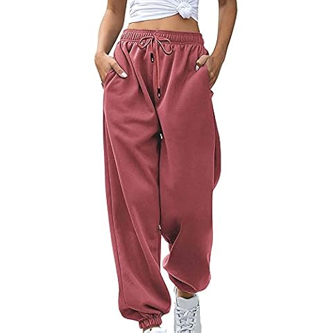 Jeqckloves Casual Women Lounge Pants Loose Drawstring Jogger Sweatpants Ladies Gym Sports Tracksuit Trousers (red,S) Cover