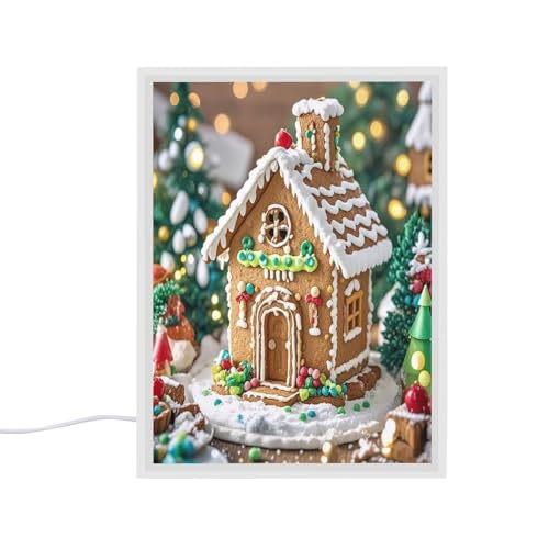 FekiLoot Espejo de tocador de casa de jengibre con luces LED regulables para escritorio 2