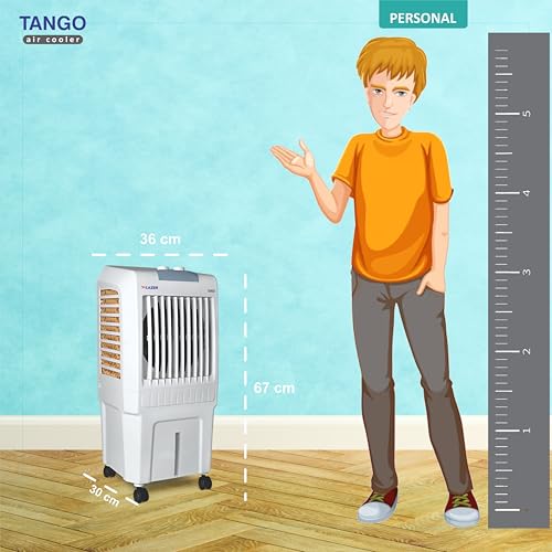 Image of Lazer 25 L Room /Personal Air Cooler (White, Tango Auto Swing) | 3 Side Honeycomb Cooling Pad | Cooler For Room /Home