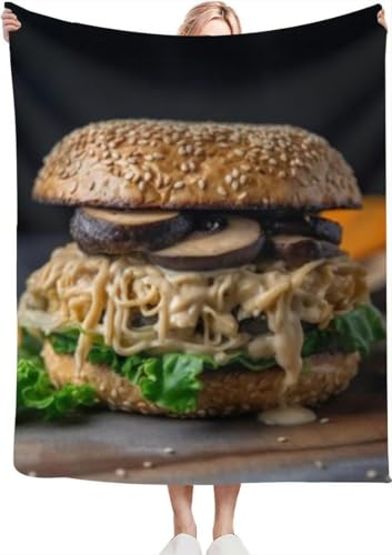 Vegan Ramen Burger a Grilled Portobello Mushroom Cap Crispy tofu
