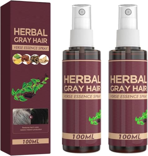 Herbal Gray Hair Verse Essence Spray Grey Hair Darkening Spray with Herbal Essence, Natural Gradual Color Restoration Conditioner - Sulfate-Free Formula for Daily Use (2)