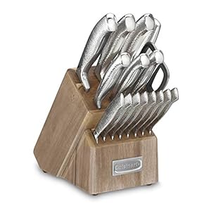 Cuisinart Classic High-Carbon Hammered Stainless Steel Forged Knife Set With Sheath Blade Gaurds (17-Piece Set)