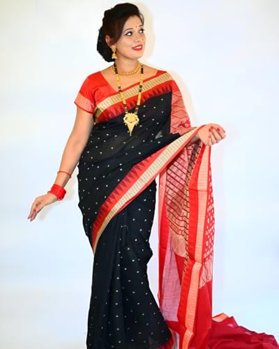 Image of NEW COLLECTION Women's Odisha Handloom Sambalpuri Pata Saree Temple Border Pasapalli Bomkai Buti Boyanika Design Saree Banarasi Soft Papa Silk Simple Ethnic Orissa Sari with Blouse Piece