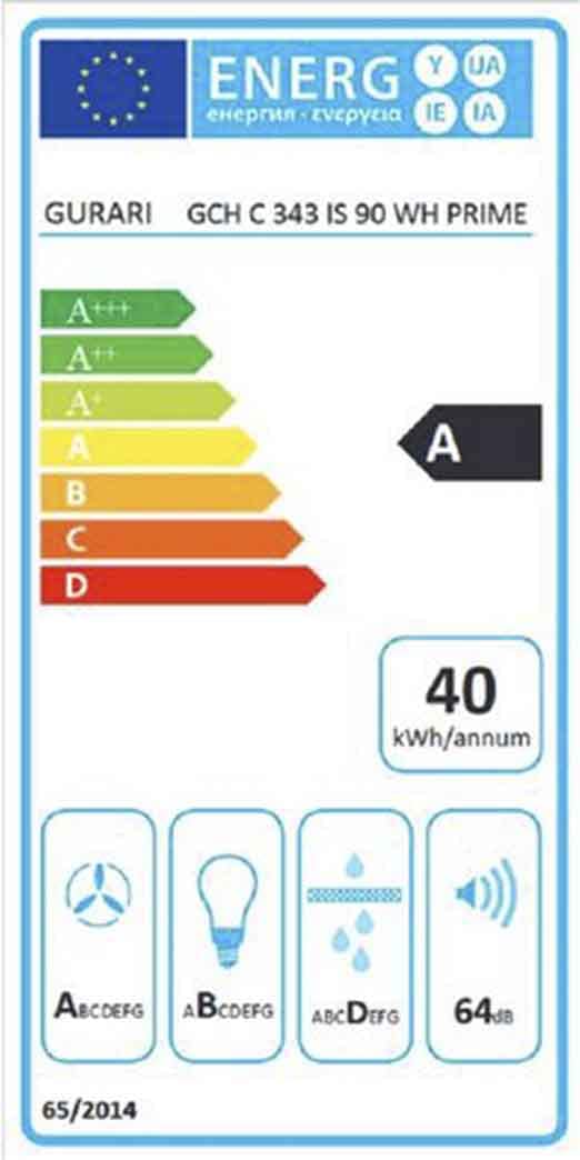 Okap sufitowy GURARI GCH C 343 IS 90 WH PRIME, wpuszczony okap 90 cm/ szkło biały/stal nierdzewna/silnik EBM/ssący 1000m³/ okap recyrkulacyjny/jonizacja/okap sufitowy