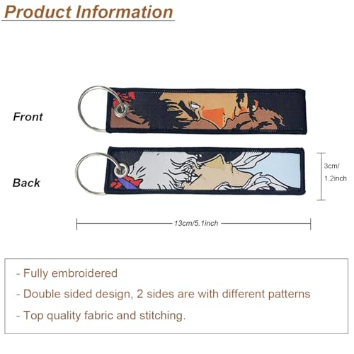 Image of 1 Pack Anime Keychain Tag Jet Tag Key Chain Cartoon Embroidered with Key Ring for Motorcycles Car Accessories