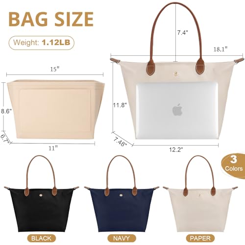 Image of Tote Bag for Women with Purse Organizer Insert, Foldable Waterproof Nylon Bag for Travel, and Daily Use,Medium Size.