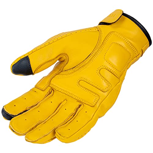 Vcoros Vg20 Genuine Leather Touchscreen Motorcycle Gloves Adult Road Racing Cruiser Biker Atv Powersport Gloves With Joint Protect Shell(M, Yellow) #TOP3