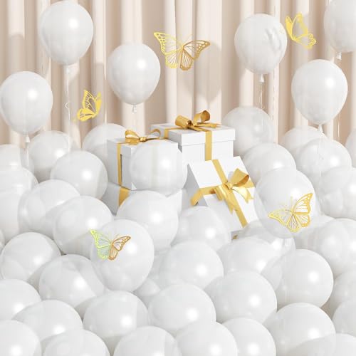 Image of Pearl White Balloons 5 Inch, 100 PCS Small Pearl Balloon Cream Clear White Latex Balloons for Arch, White Helium Mini Balloons for Women White Birthday Wedding Baby Shower Anniversary Party Decoration