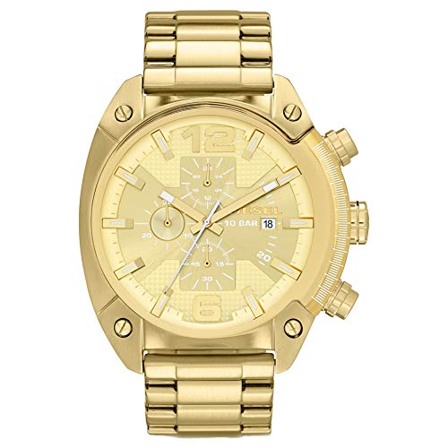Diesel Men's 54mm Overflow Quartz Stainless Steel Three-Hand Date Watch, Color: Gold (Model: DZ4299)