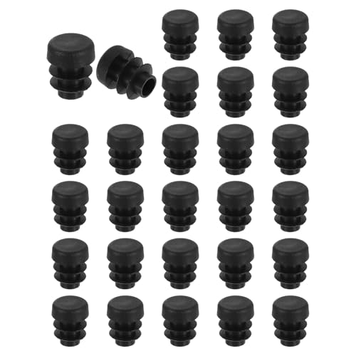 QUARKZMAN Lot de 28 Bouchons Ronds en Plastique Noir pour Pieds de Meubles, 12 mm (0,47 po), Protection antidérapante pour Chaise, canapé, Table et étagère