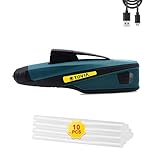T TOVIA Cordless Hot Glue Gun Rechargeable USB, Wireless Lithium Ion Battery Operated Hot Melt Glue Pen with 10pcs Glue Sticks (0.27' x 5.9') for Arts and Crafts, Home Repairs