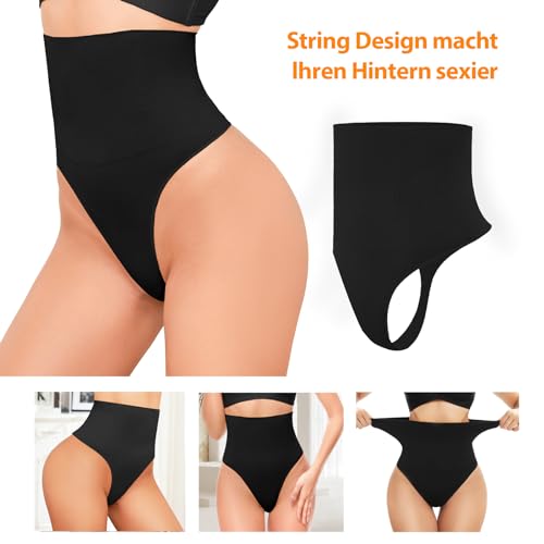 SIMIYA Bauchweg Unterhose Damen Miederhose,Hohe Taille Nahtlos Shapewear Stark Formend Bauch Weg Bauchkontrolle Unterwaesche Body Shaper Miederslips Tanga Unterwäsche (Schwarz,L)