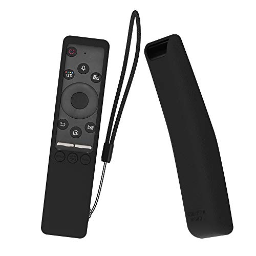SIKAI Silicone Protective Case for Samsung BN59-01312A OneRemote Shockproof Skin-Friendly Anti-Slip Battery Cover for Samsung QLED 8K TV Remote Anti-Lost with Remote Loop (Black)
