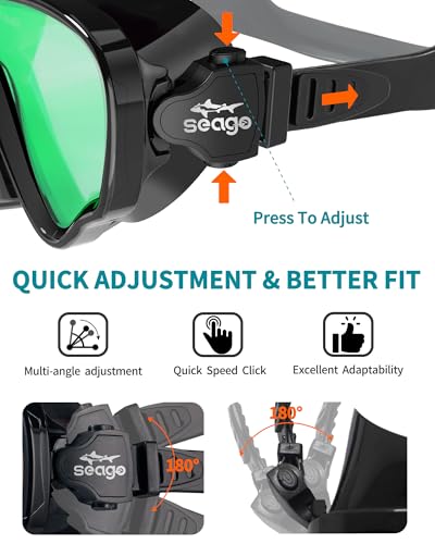 Image of Seago Adult Swim Goggles Mask Mirrored Tempered Lens, Anti UV /Fog No Blurring Clear Wide View with Nose Cover for Men Women