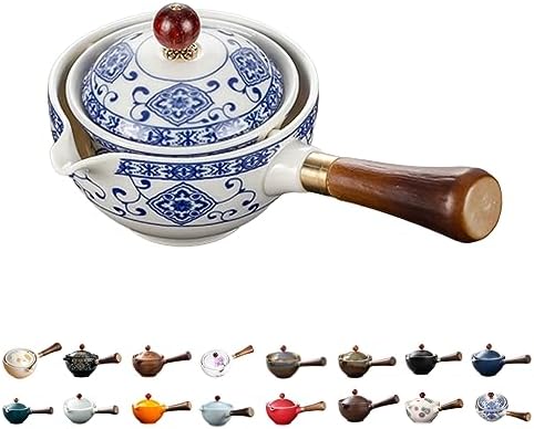 Axurhui - Tetera mágica de gato, juego de té de viaje portátil de cerámica, tetera de rotación 360 e infusor, tetera mágica de gato lindo, juego de