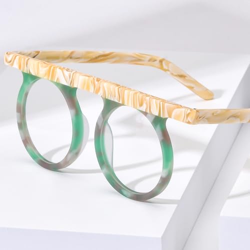 Image of HEPIDEM Multicolor Acetate Glasses Frame Women,Round Vintage Retro Optical Eyeglasses 9339