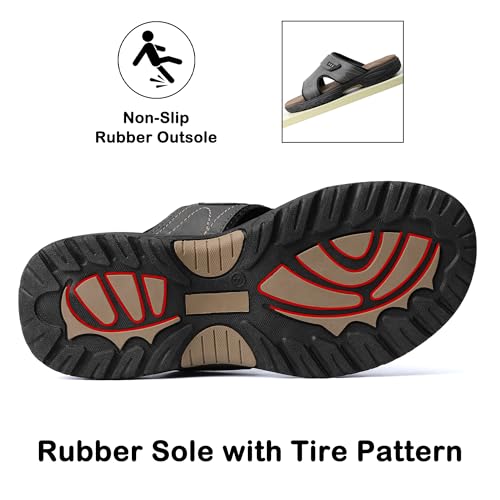 MIXIN Mens Slide Sandals Casual Slip On Beach Sandals with Adjustable Strap for Summer4