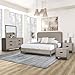 Furniture of America Burnett Solid Wood 5-Piece Bedroom Set, King-Size Bed with Padded Headboard, Felt-Lined Top Drawer, Stability and Durability Frame, Box Spring Required, Gray