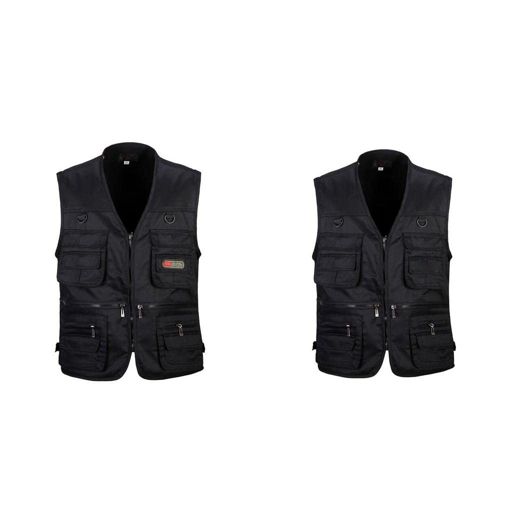 VELURA Mens Utility Multi Pocket ZipSportsFishing Travel Outdoor Vest Black|2 Pieces Fishing Vest|Vests| Fishing-picture-25