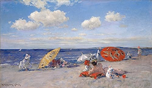 Cuadro de lienzo de playa por William Merritt para decorar un dormitorio elegante