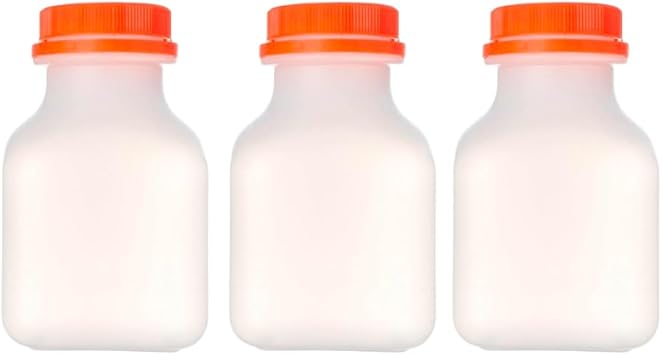 8oz Frosted Plastic Juice Bottles with Orange Tamper Evident Caps BPA-Free Empty Beverage Containers, Leakproof & Freezer Safe 10