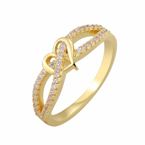 Bague nœud cœur femme en cuivre et zircone pour vos soirées