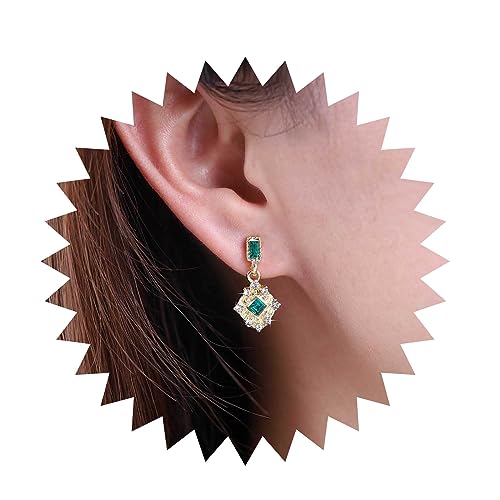 Inilbran Boho Pendientes De Cristal Esmeralda Esmeralda Verde Pendientes Cuadrados Esmeralda Vintage Pendientes De Piedras Preciosas Esmeralda Cz Verde Brillante Pendientes Joyas Para Mujeres Y Niñas