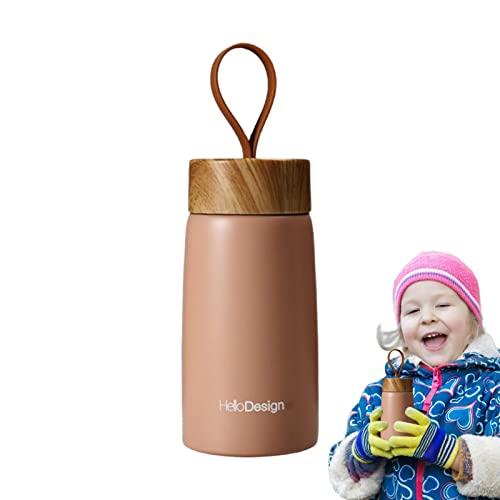 Youding Taza de café de acero inoxidable, termo al vacío de grano de madera para agua caliente, con tapa, aislada al vacío, doble pared, viaje para acampar y al aire libre