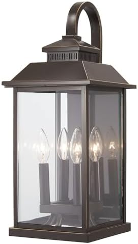 Minka Lavery Outdoor Wall Light 72592-143C Miner's Loft Exterior Wall Lantern, 4-Light 160 Watts, Oil Rubbed Bronze