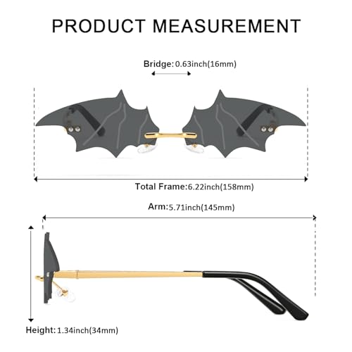 Halloween Flame Sunglasses Devil Glasses Goth Vampire Accessories Bat Wing glasses, For Women Men4