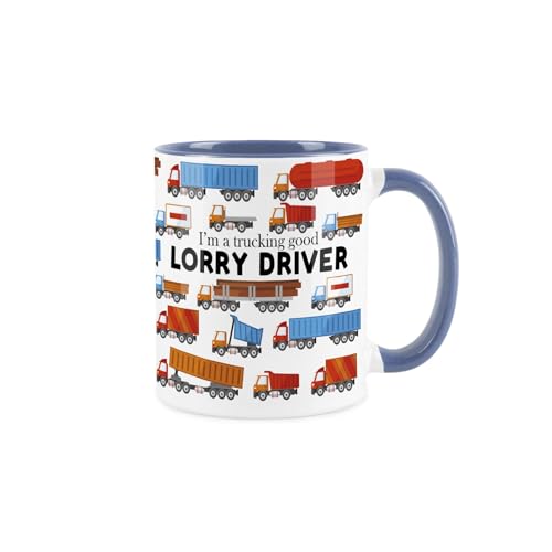 Purely Home Lorry Driver Mug - Humourous Trades Funny Novelty Gift - Tea/Coffee Hot Drinks Blue Ceramic Cup Present for Truck Drivers