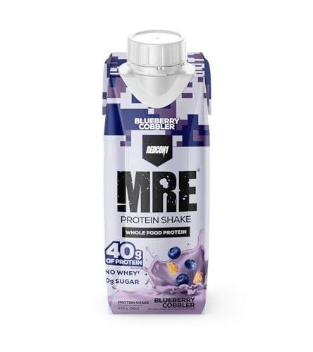 Image of REDCON1 MRE Ready to Drink Protein Shakes, Blueberry Cobbler - Lactose + Whey Free RTD Protein Made with Real Whole Food Protein Blends - Keto-Friendly and Easy to Digest Nutritional Shake (12 Pack)