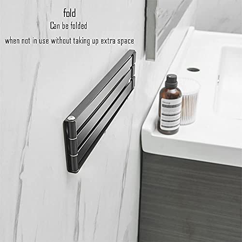 Barra para toallas de baño negra en acero inoxidable de triple eje 7