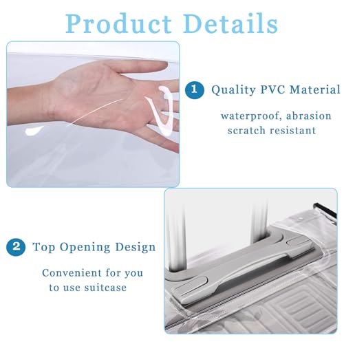 1 Pack Clear Luggage Cover Protector, 28 Inch PVC Suitcase Cover Protectors Waterproof Luggage Covers for Wheeled Suitcases Dustproof Suitcases Covers for Luggages3
