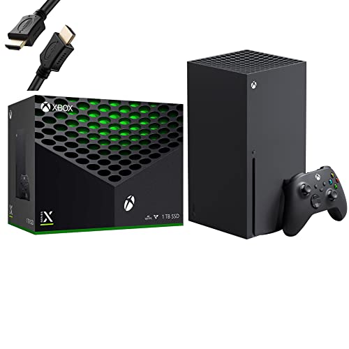 Microsoft Xbox Series X 1TB SSD console de vídeo game + Xbox Wireless Gaming Controller, preto - 16GB GDDR6 RAM, 8X núcleos CPU Zen 2 personalizado, Blu-ray ultra HD, verdadeiro 4K, até 8K HDR, 120 FPS - Cabo HDMI