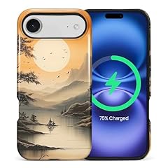 River Sunset Mountain Ink Drawing-Glossy