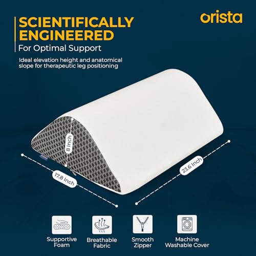 Image of Orista Knee Wedge Pillow I Triangle Shape Orthopedic Cushion for Leg Elevation, Pain Relief, Post-Surgery Recovery I Memory Foam with Washable Cover & 2-Year Warranty