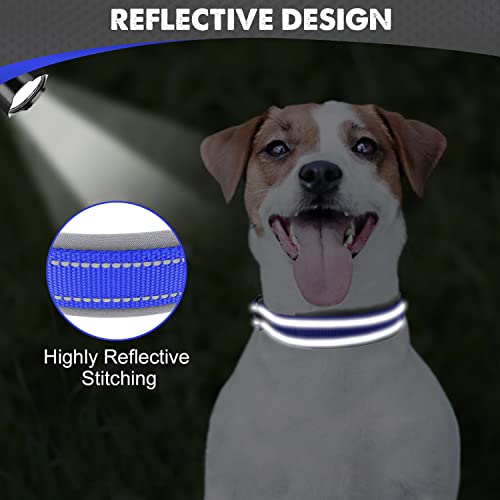 Image of Joytale Dog Collar for Small Dogs, Neoprene Padded and Adjustable, Reflective Wide Heavy Duty Pet Collars with Durable Metal Belt Buckle for Walking, Navy Blue, S