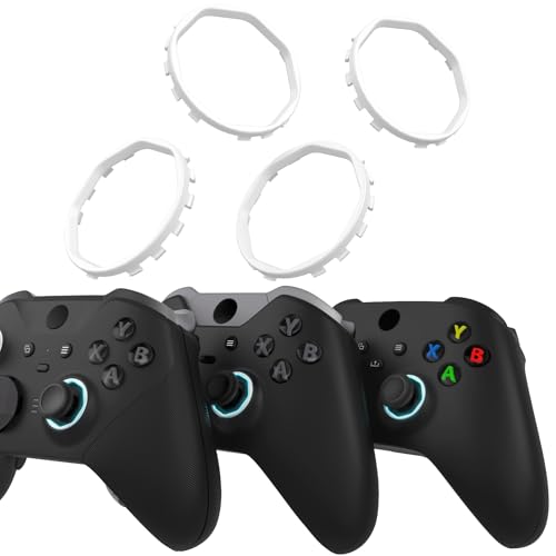 Image of Redesigned Replacement Octagonal Gated Sticks Accent Rings for Xbox Elite Series 2 Core, for Elite Series 2, for Xbox Elite, for eXtremeRate ASR Version Shell for Xbox Series X /S Controller - White