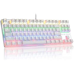 Teclado Gacrux HiveNets Teclado mecánico, 87 Teclas Interruptores Azules Teclado retroiluminado RGB Anti-Fantasma para Juegos (Blanco)