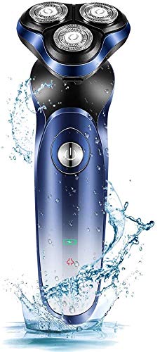 Electric Shavers for Men, La'prado Electric Razor for Men, Men’s Wet & Dry USB Rechargeable Rotary Electric Razor Shaver with Pop-up Trimmer & LCD Display (Blue)