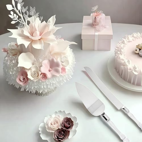 Silver Crystal Cake Cutting Set for Wedding, 2-Piece Stainless St...